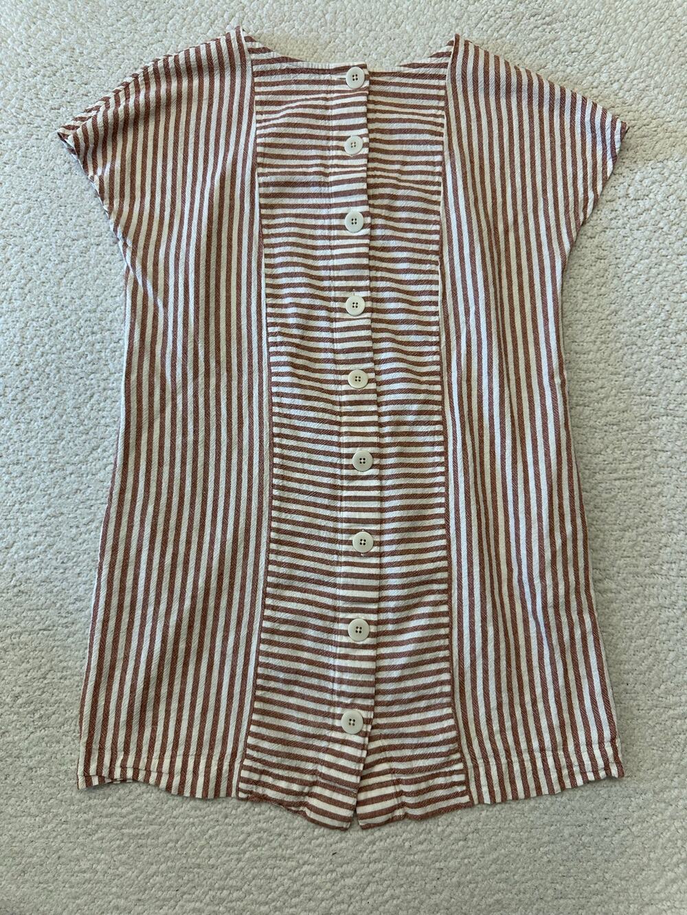Madewell Linen Blend Stripe Play Button Back Tee Mini Dress Small